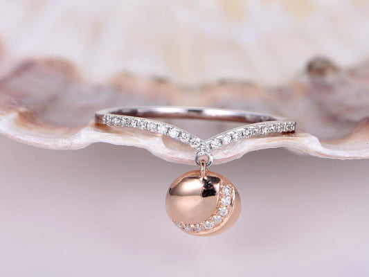 1.50 Ct Round Cut Diamond Half Eternity Two-Tone 925 Sterling Silver Dangle Pendant Ring