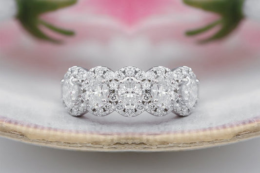 1 CT Oval Cut Diamond 925 Sterling Silver Half Eternity Wedding Band Ring