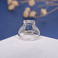 3 CT Emerald Cut Aquamarine Diamond 925 Sterling Silver Halo Engagement Ring Halo