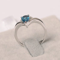 1.20 Ct Pear Cut London Blue Topaz 925 Sterling Silver Crown Style Engagement Ring