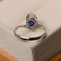 1.00 Ct Pear Cut Blue Sapphire 925 Sterling Silver Solitaire September Birthstone Ring