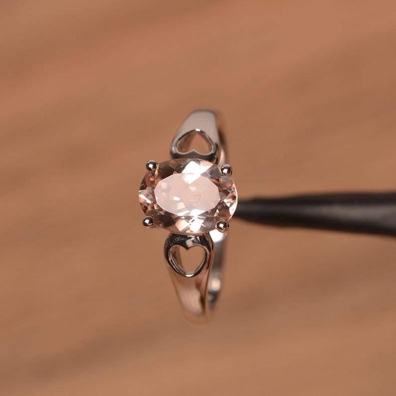 1.00 Ct Oval Cut Peach Morganite Solitaire Proposal Ring In 925 Sterling Silver
