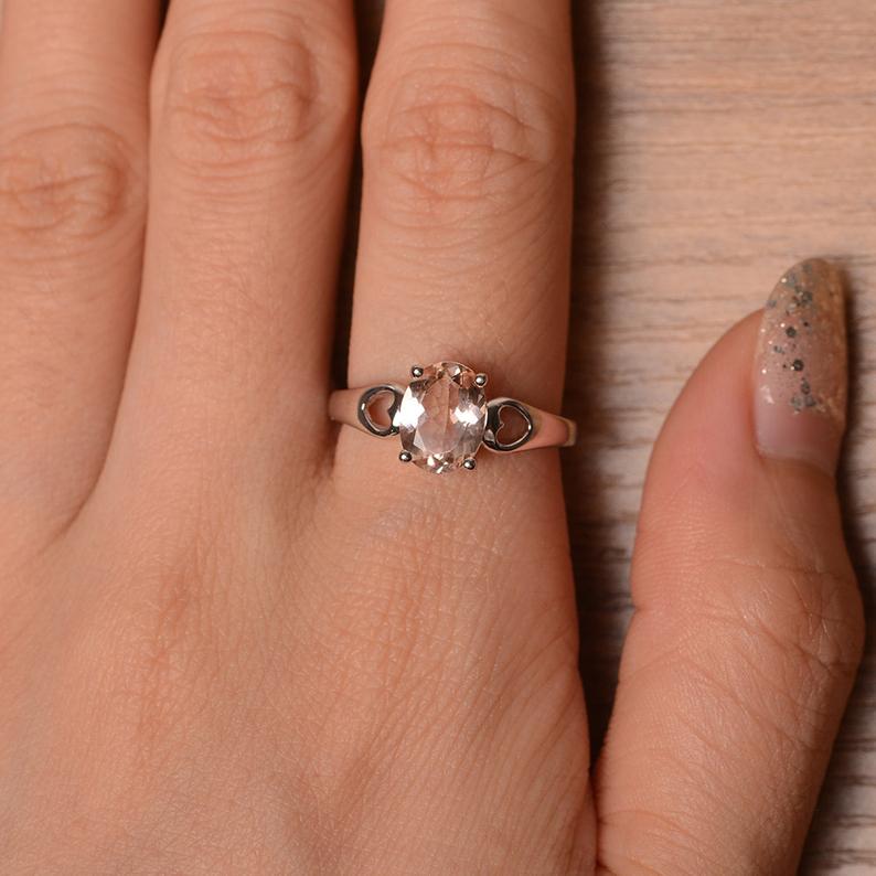 1.00 Ct Oval Cut Peach Morganite Solitaire Proposal Ring In 925 Sterling Silver