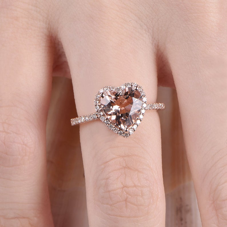3 CT Heart Cut Morganite Diamond 925 Sterling Silver Halo Anniversary Ring Gift For Women