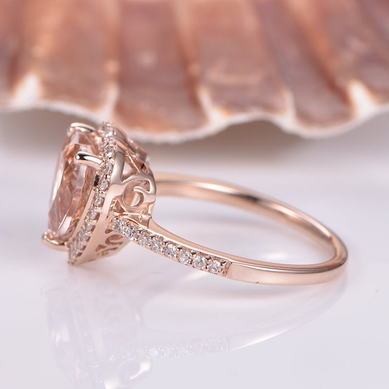 3 CT Heart Cut Morganite Diamond 925 Sterling Silver Halo Anniversary Ring Gift For Women