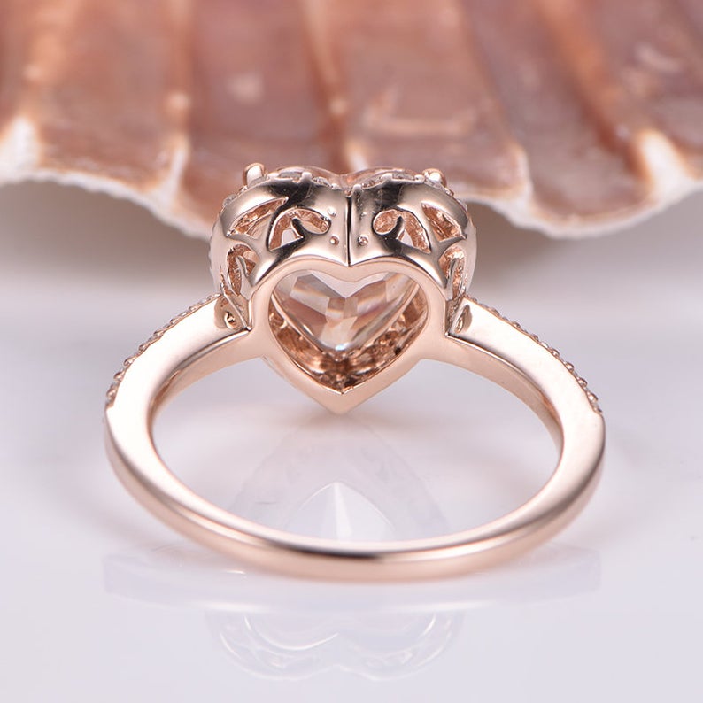 3 CT Heart Cut Morganite Diamond 925 Sterling Silver Halo Anniversary Ring Gift For Women