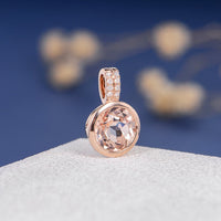 1.00 CT Round Cut Morganite Rose Gold Over On 925 Sterling Silver Women's Pendant