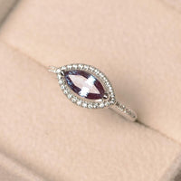 1.50 Ct Marquise Cut Purple Alexandrite 925 Sterling Silver Halo June Birthstone Ring