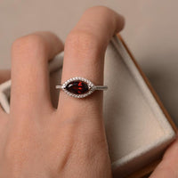 1.50 CT Marquise Cut Red Garnet Halo Anniversary Gift Ring In 925 Sterling Silver