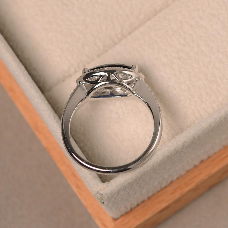 1.50 Ct Marquise Cut Blue Sapphire Halo Engagement Ring In 925 Sterling Silver - atjewels.in
