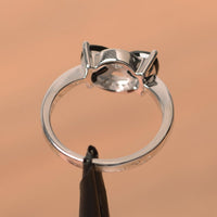 1.75 Ct Trillion Cut Black Diamond 925 Sterling Silver Unique Bow Style Promise Gift Ring