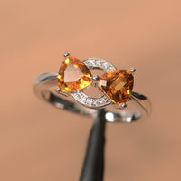 1.75 Ct Trillion Cut Yellow Citrine 925 Sterling Silver Unique Bow Style Promise Gift Ring
