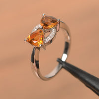 1.75 Ct Trillion Cut Yellow Citrine 925 Sterling Silver Unique Bow Style Promise Gift Ring