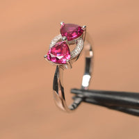 1.75 Ct Trillion Cut Red Ruby 925 Sterling Silver Pretty Bow Style Promise Gift Ring For Her