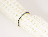 0.25 CT Blue Sapphire Diamond Yellow Gold Over On 925 Sterling Silver Half Eternity Wedding Band Ring