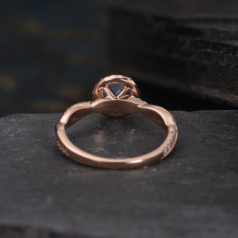 2.10 Ct Round Cut Aquamarine Rose Gold  Over On 925 Sterling Silver Infinity Band Engagement Band Ring