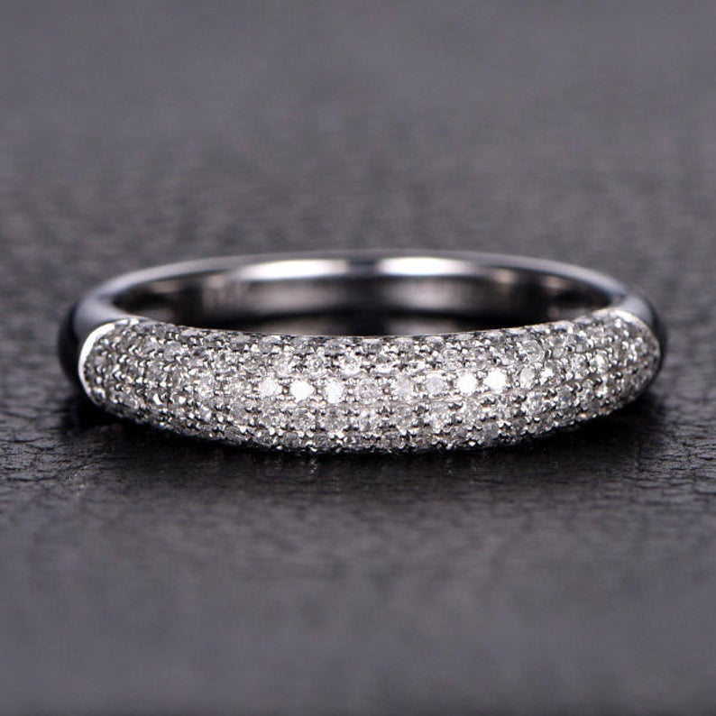 1.20 Ct Brilliant Cut Round Diamond Half Eternity Wedding Band Ring In 925 Sterling Silver