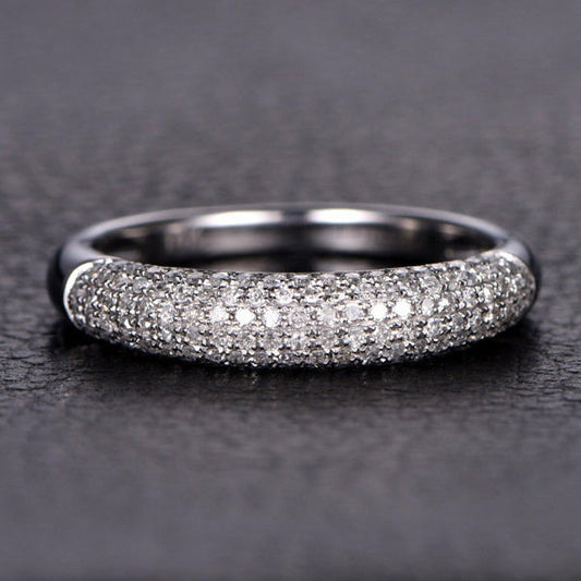 1.20 Ct Brilliant Cut Round Diamond Half Eternity Wedding Band Ring In 925 Sterling Silver