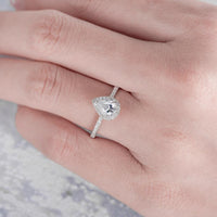 1 CT Pear Cut Diamond 925 Sterling Silver Halo Anniversary Ring