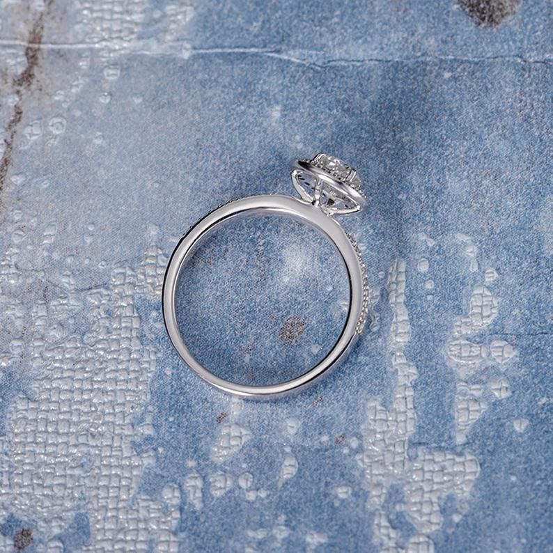 1 CT Pear Cut Diamond 925 Sterling Silver Halo Anniversary Ring
