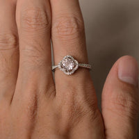 1.20 CT Round Cut Morganite & White CZ 925 Sterling Silver Pretty Engagement Ring