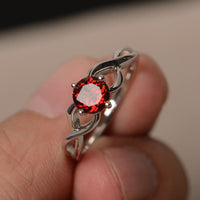 1 Ct Round Cut Red Garnet Infinity Engagement Ring In 925 Sterling Silver
