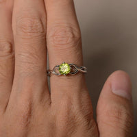 1.00 Ct Round Cut Peridot 925 Sterling Silver Solitaire Infinity Promise Ring
