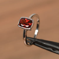 1.20 Ct Cushion Cut Red Garnet Solitaire January Birthstone Ring In 925 Sterling Silver
