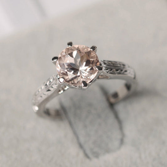 1.20 Ct Round Cut Peach Morganite 925 Sterling Silver Solitaire Anniversary Gift Ring