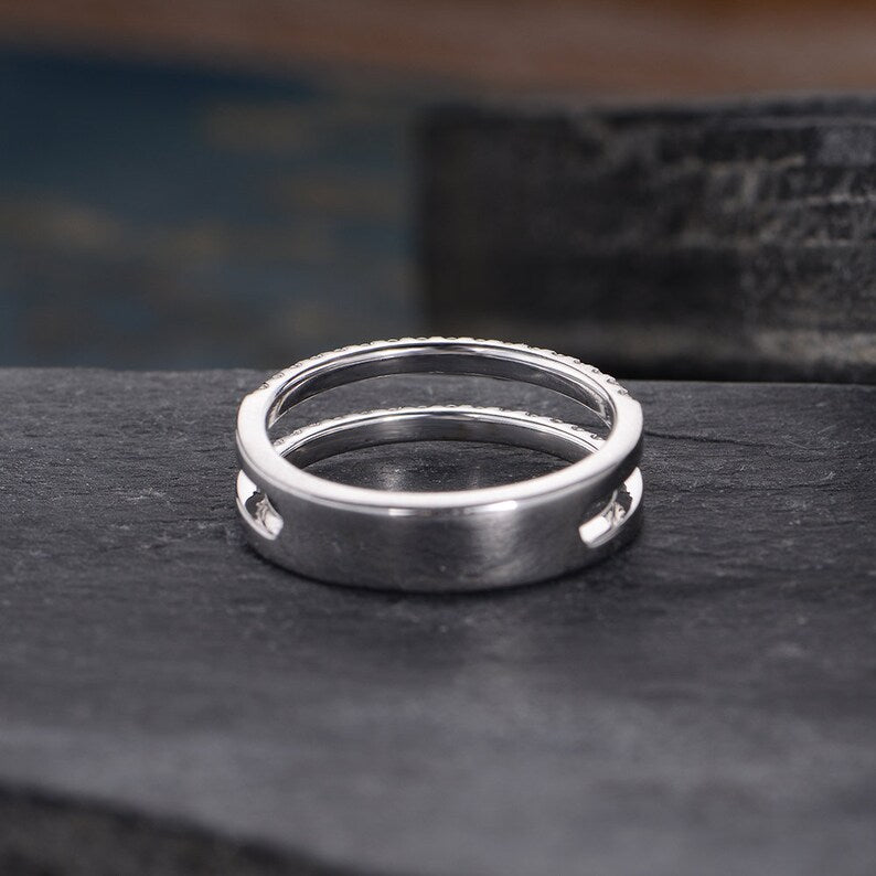 1.50 Ct Round Cut Diamond Half Eternity Stacking Minimalist Unique Ring In 925 Sterling Silver