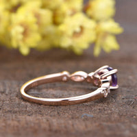 1 CT Round Cut Amethyst Rose Gold Over On 925 Sterling Silver Solitaire W/Accents Engagement Ring