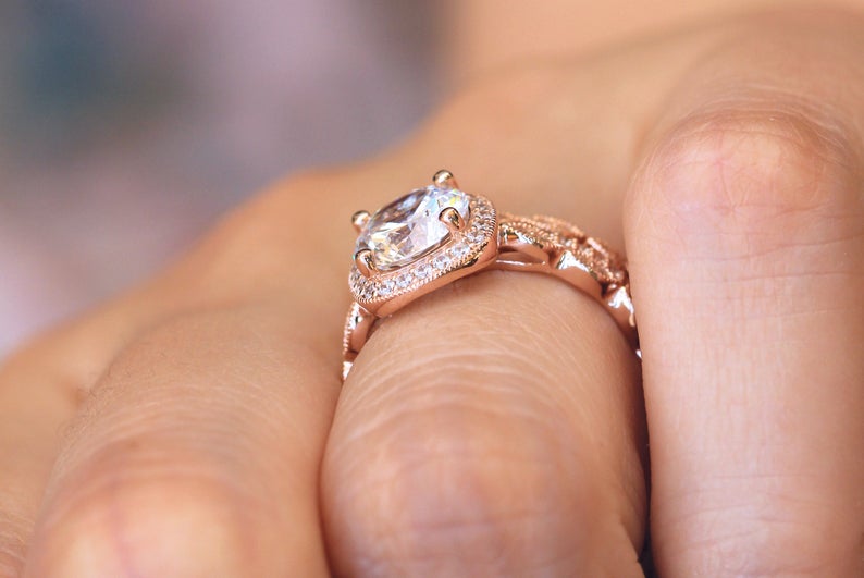2 CT Brilliant Cut Diamond 925 Sterling Silver Women's Halo Anniversary Trio Ring Set