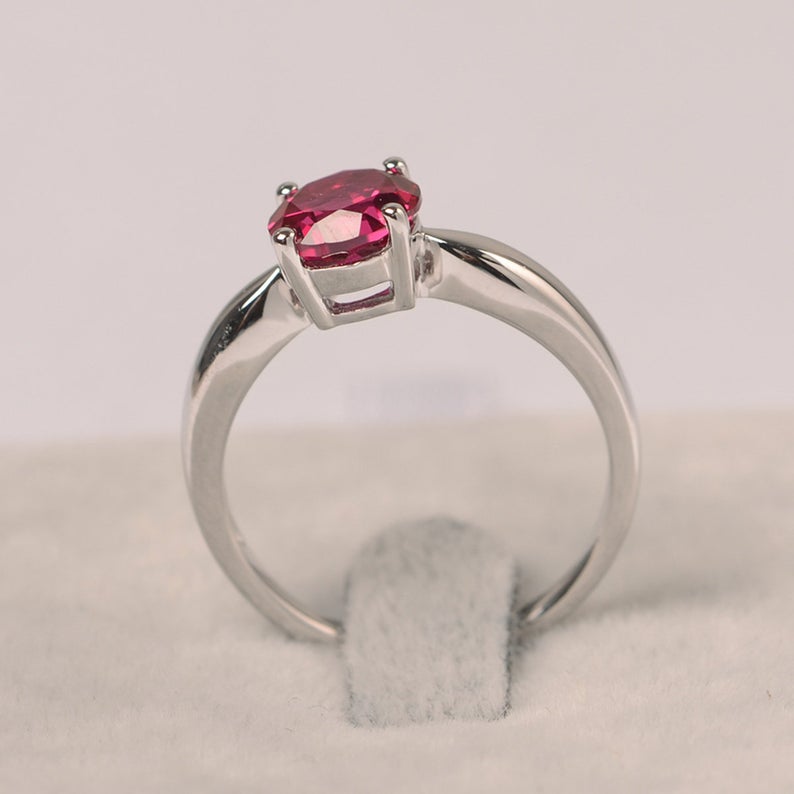 1 Ct Round Cut Red Ruby 925 Sterling Silver Proposal/Engagement Solitaire Ring - atjewels.in