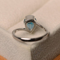1 Ct Pear Cut London Blue Topaz Solitaire Bypass Proposal Ring In 925 Sterling Silver