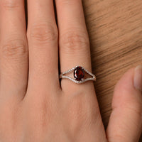 1.50 Ct Oval Cut Red Garnet Split Shank Anniversary Gift Ring 925 Sterling Silver