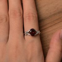 1.50 Ct Oval Cut Red Garnet 925 Sterling Silver Butterfly Solitaire W/Accents Promise Ring