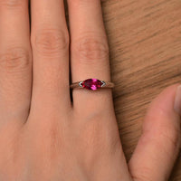 1 Ct Marquise Cut Red Ruby 925 Sterling Silver Solitaire July Birthstone Ring