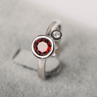 1 Ct Round Cut Red Garnet 925 Sterling Silver Unique January Birthstone Ring
