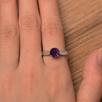 1.00 CT Round Cut Purple Amethyst 925 Sterling Silver Solitaire Promise Gift Ring