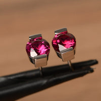 2.00 Ct Round Cut Red Ruby 925 Sterling Silver Solitaire Anniversary Gift Earrings For Her