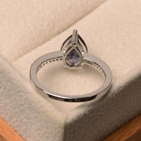 1.50 Ct Pear Cut Alexandrite 925 Sterling Silver Solitaire W/Accents Engagement Ring