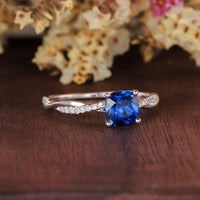1.75 Ct Cushion Cut Blue Sapphire 925 Sterling Silver Infinity Promise Gift Ring