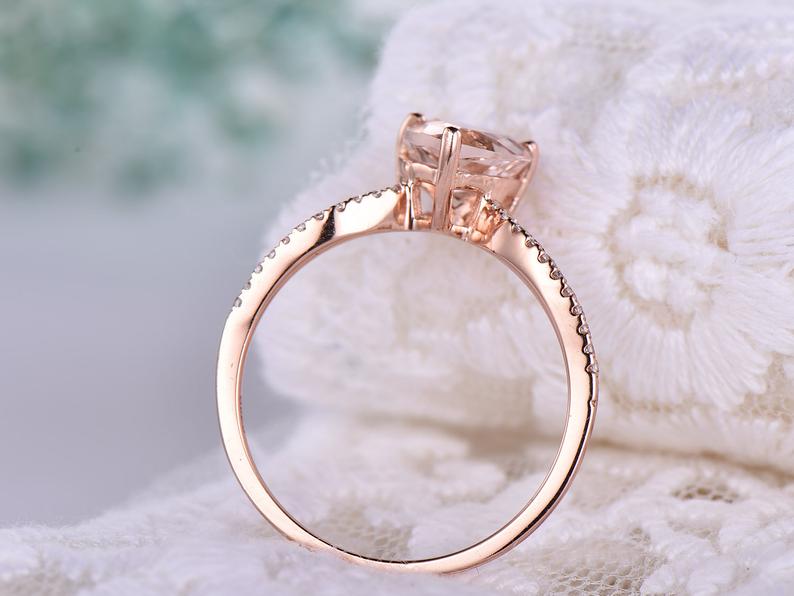 1.50 Ct Heart Cut Morganite Rose Gold Over On 925 Sterling Silver Solitaire W/Accents Proposal Ring