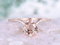 1.50 Ct Heart Cut Morganite Rose Gold Over On 925 Sterling Silver Solitaire W/Accents Proposal Ring