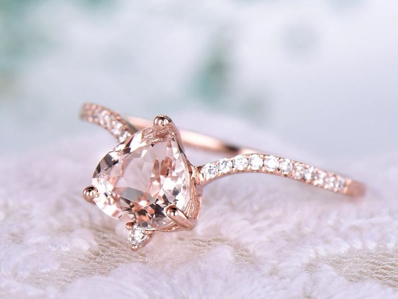 1.50 Ct Heart Cut Morganite Rose Gold Over On 925 Sterling Silver Solitaire W/Accents Proposal Ring
