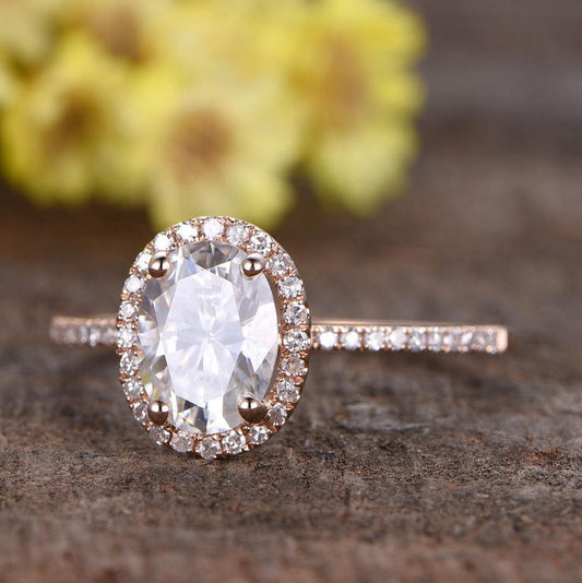 1 CT Oval Cut Women Diamond 925 Sterling Silver Halo Anniversary Gift Fing