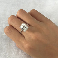 1 CT Emerald Cut White Topaz Diamond 925 Sterling Silver Halo Engagement Ring