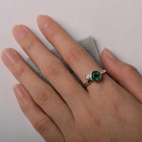 1 Ct Round Cut Green Emerald 925 Sterling Silver Two-Stone Promise Ring