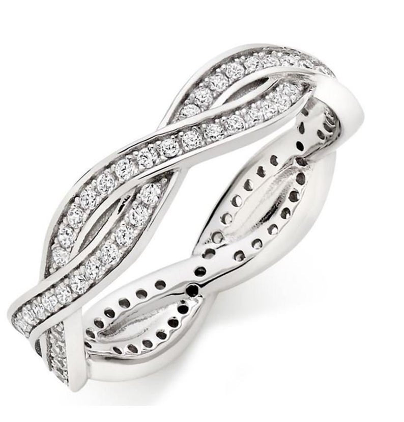 1.20 CT Round Cut Diamond White Gold Over On 925 Sterling Silver Infinity Promise Band Ring