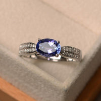 1.75 Ct Oval Cut Tanzanite Solitaire W/Accents Anniversary Gift ring In 925 Sterling silver